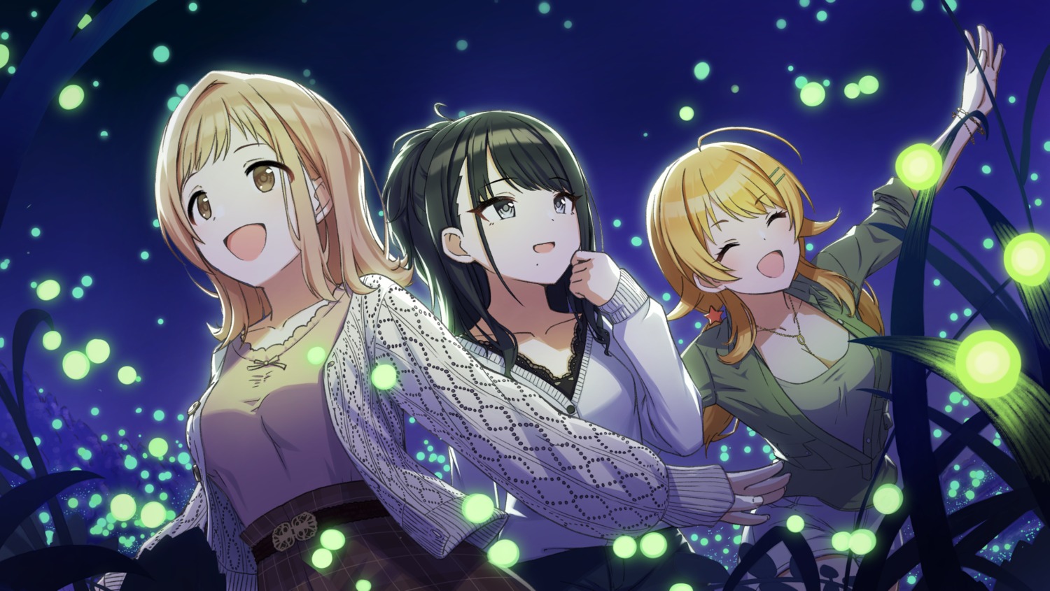 amochin, cleavage, hachimiya_meguru, kazano_hiori, sakuragi_mano, sweater, the_idolm@ster, the_idolm@ster_shiny_colors