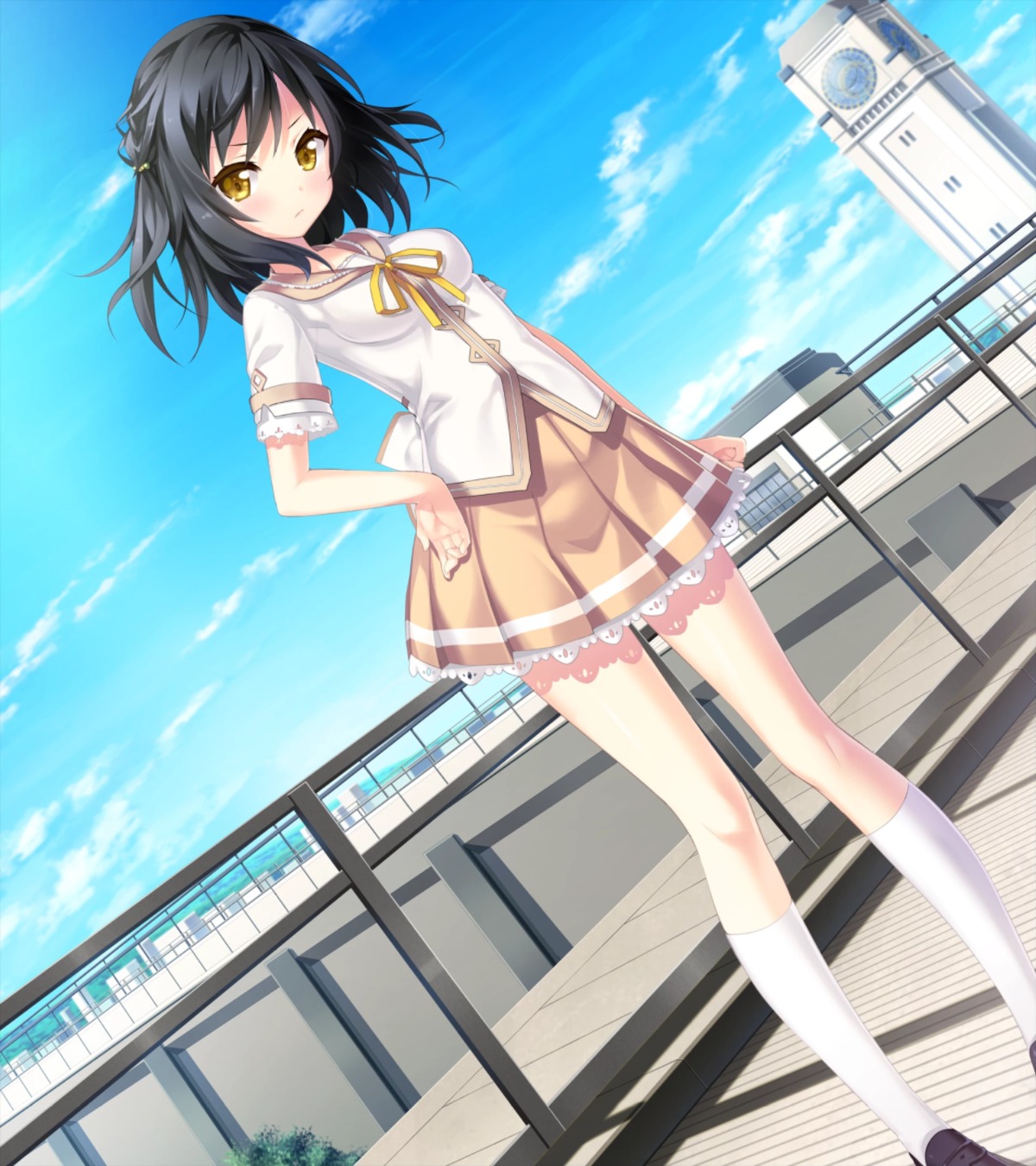 campus, game_cg, izumi_aoi_(haru_uso), natsu_uso_-ahead_of_the_reminiscence-, riichu, seifuku
