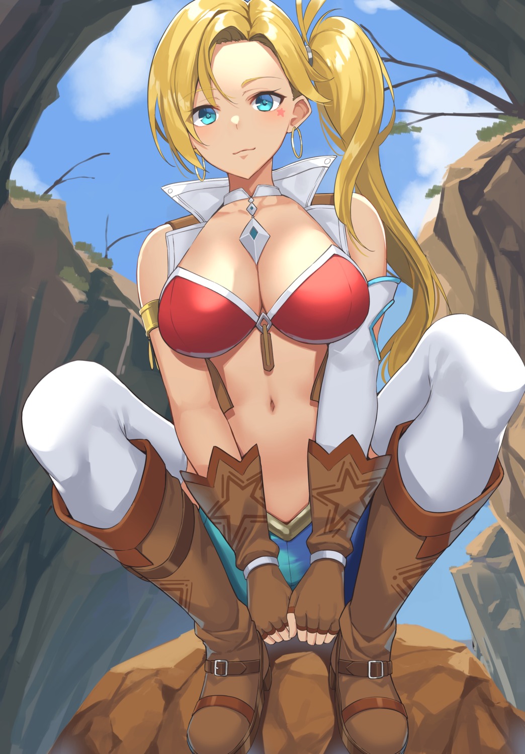 bikini_top, cleavage, fate/grand_order, martha_jane_canary_(fate), open_shirt, suiroh, swimsuits, thighhighs