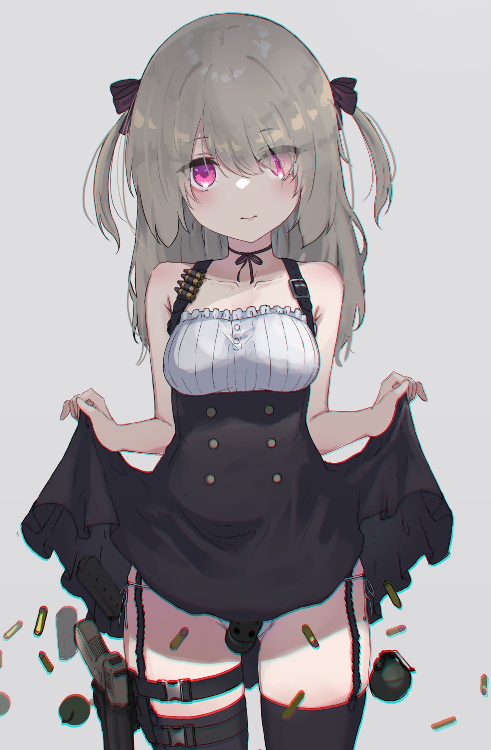 garter, gun, oota_youjo, pantsu, skirt_lift, stockings, string_panties, thighhighs