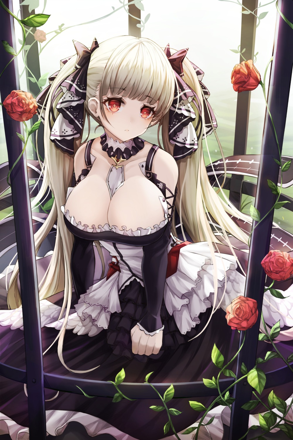 azur_lane, cleavage, formidable_(azur_lane), gothic_lolita, hyangu, lolita_fashion, no_bra