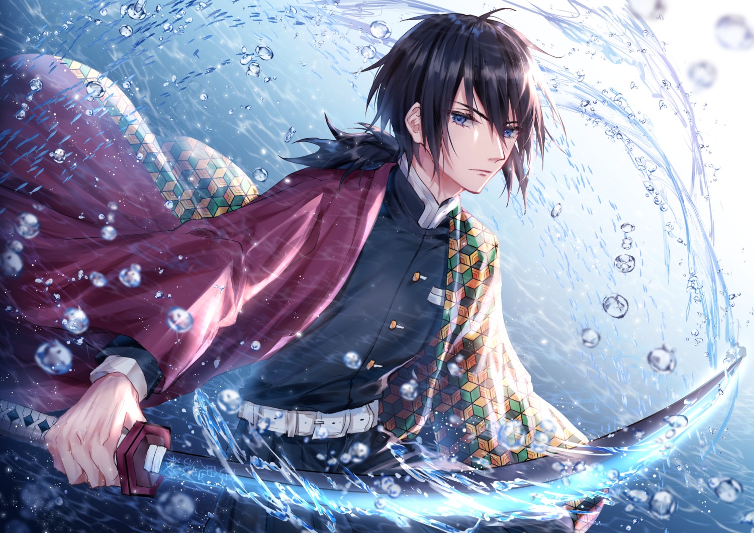 japanese_clothes, kimetsu_no_yaiba, kity1211_tetsu, male, sword, tomioka_giyuu