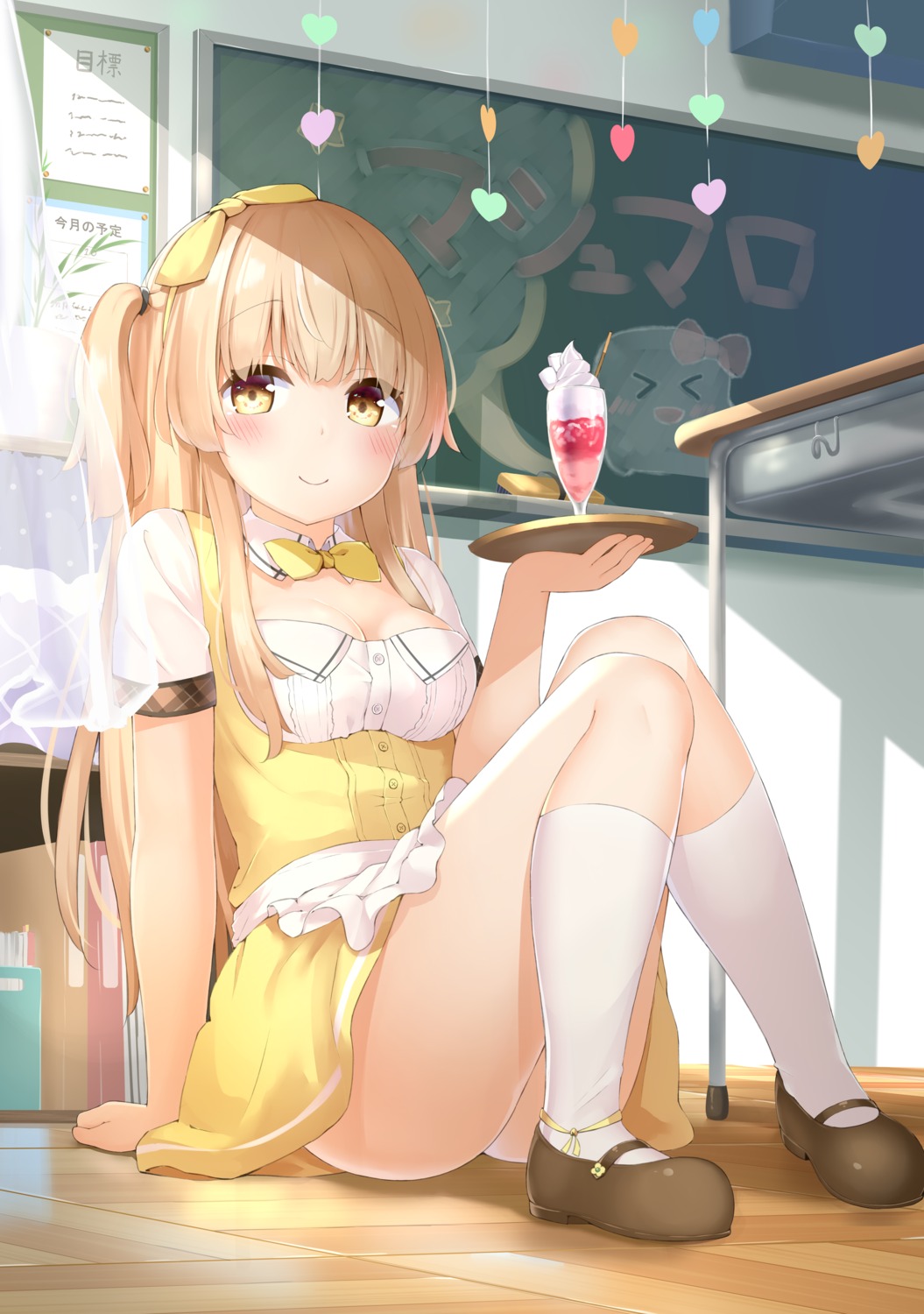 cleavage, koto_hana_be, maid, skirt_lift, waitress