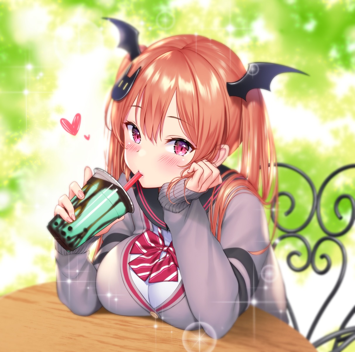 breast_hold, iriam, kuyurugi_shigure, re:shimashima, seifuku, sweater, wings
