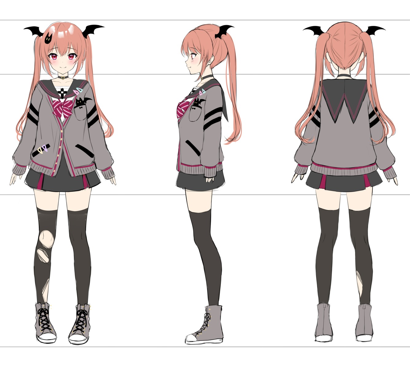character_design, iriam, kuyurugi_shigure, re:shimashima, seifuku, sketch, sweater, thighhighs