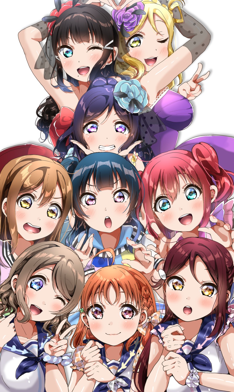 dress, kunikida_hanamaru, kurosawa_dia, kurosawa_ruby, love_live!_(series), love_live!_sunshine!!, matsuura_kanan, ohara_mari