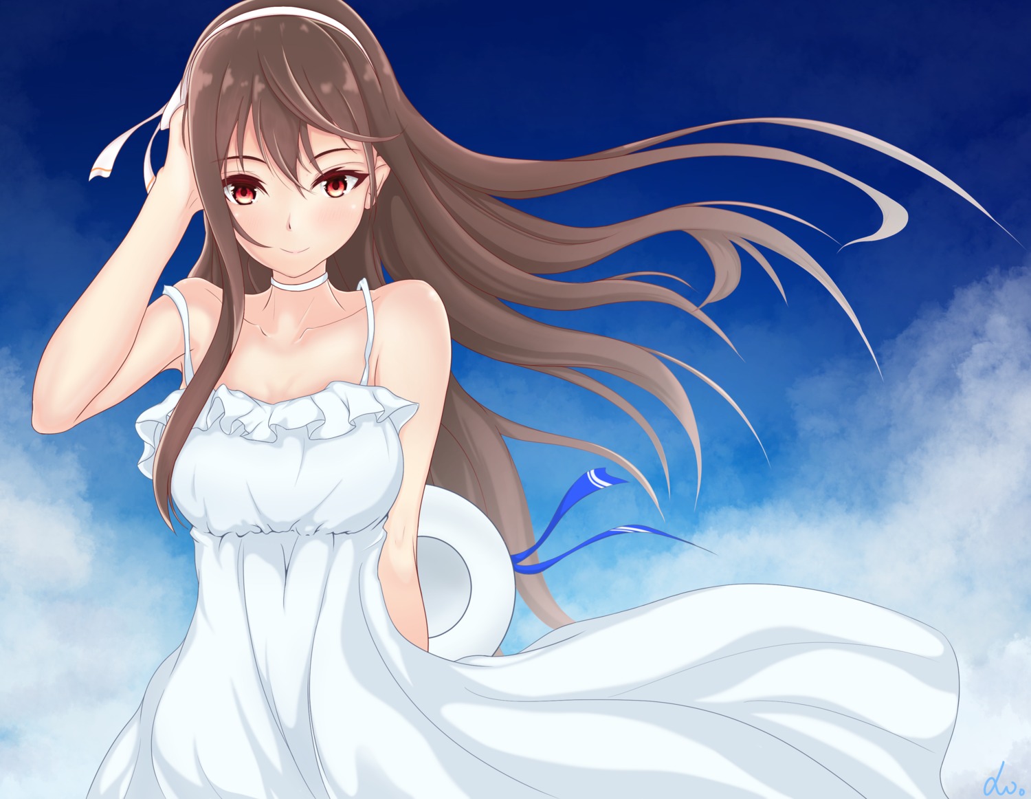 .live, aomaru, cleavage, dress, idol-bu, skirt_lift, summer_dress, yaezawa_natori