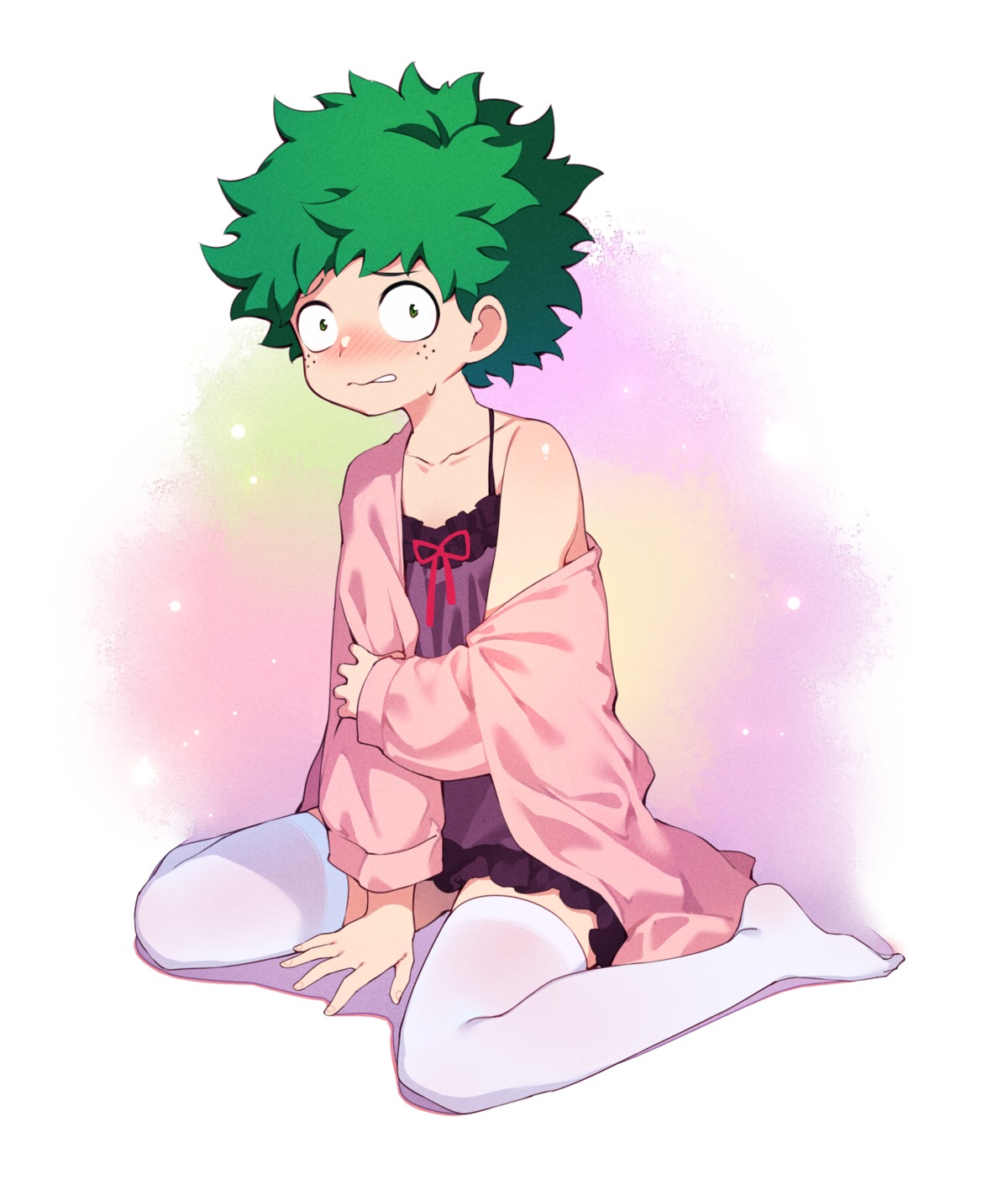 boku_no_hero_academia, crossdress, midoriya_izuku, thighhighs, tsubasa_tsubasa