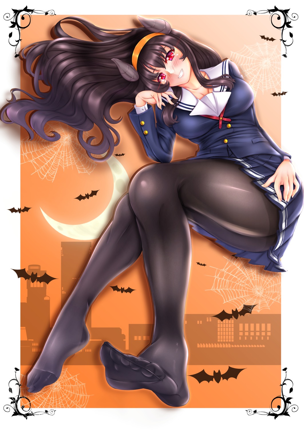 ass, feet, halloween, horns, kasumigaoka_utaha, pantyhose, saenai_heroine_no_sodatekata, seifuku