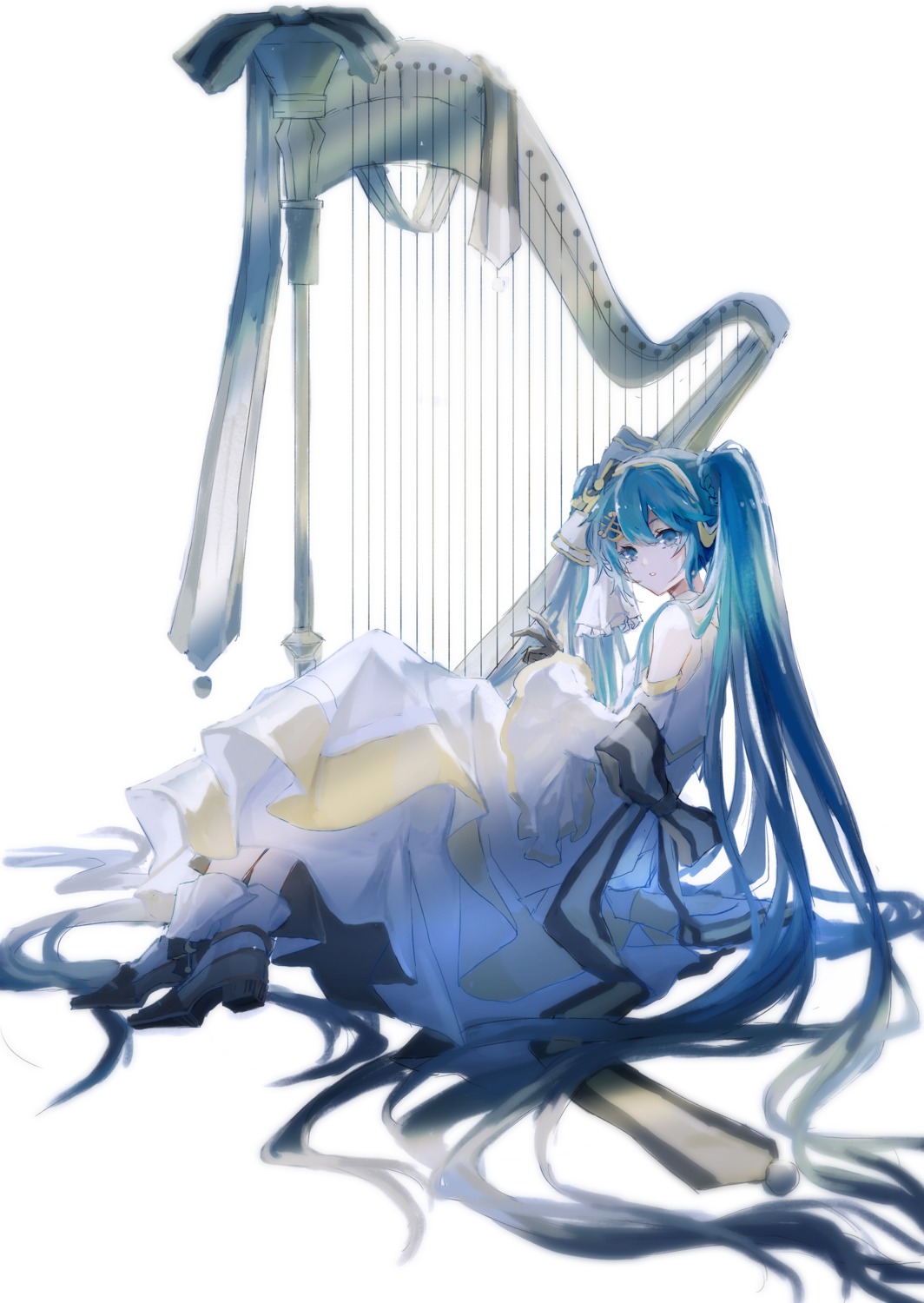 dress, hatsune_miku, heels, michiki_kokuyou, vocaloid, yuki_miku