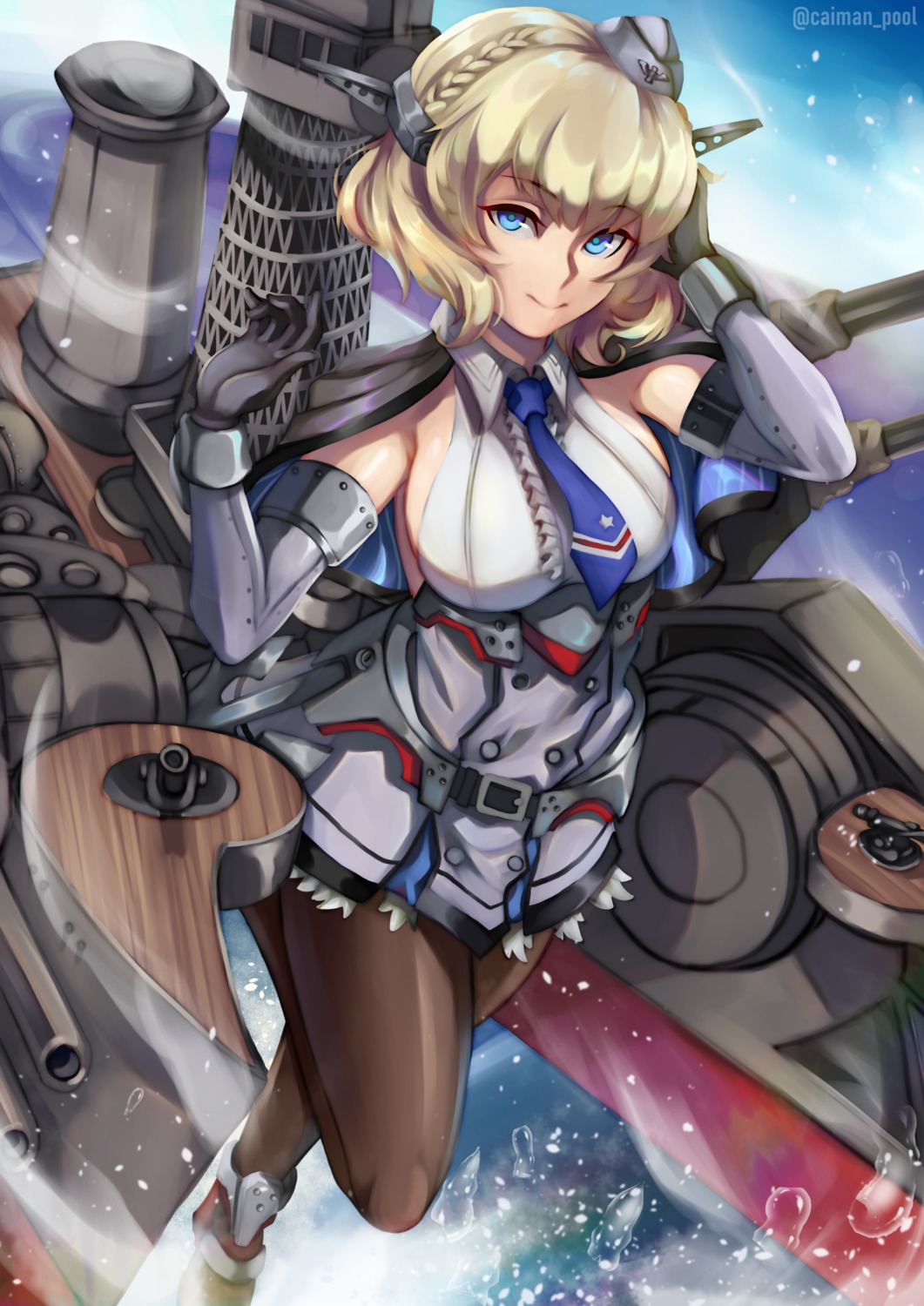 caiman-pool, colorado_(kancolle), kantai_collection, no_bra, pantyhose, uniform