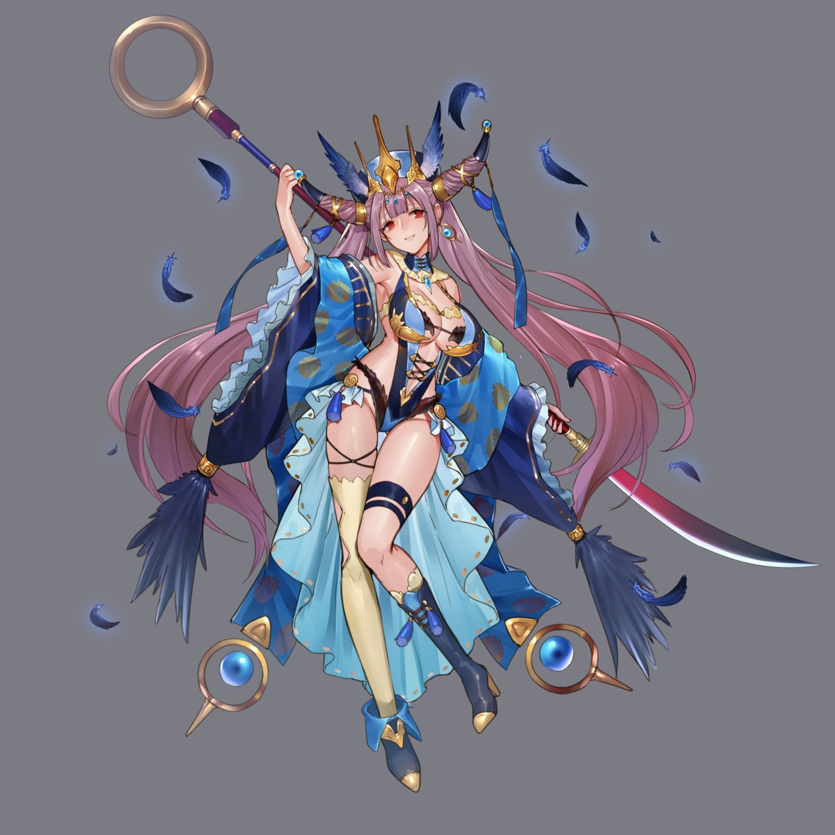 cleavage, hanusu, heels, horns, houchi_shoujo, thighhighs