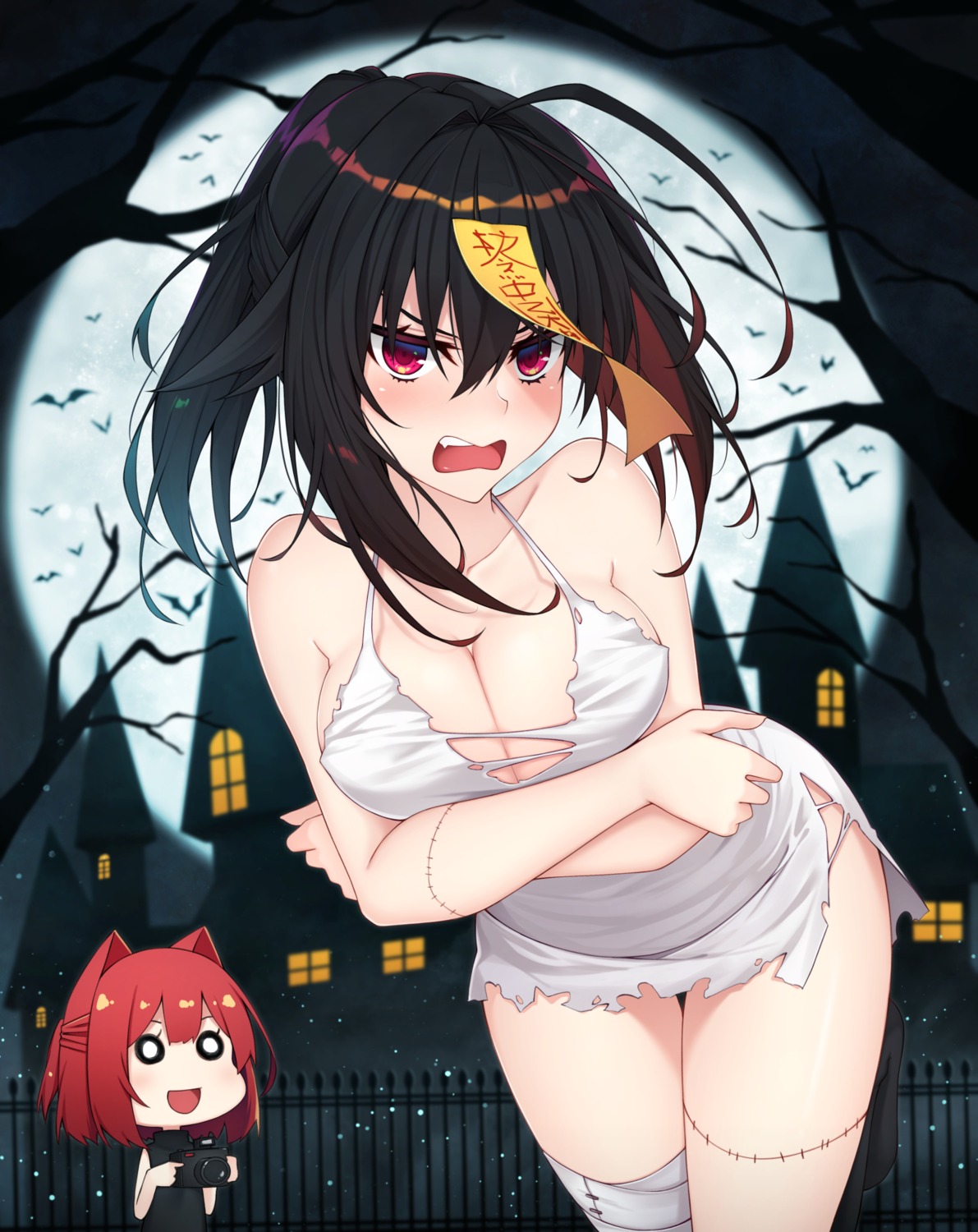 breast_hold, cleavage, halloween, healther