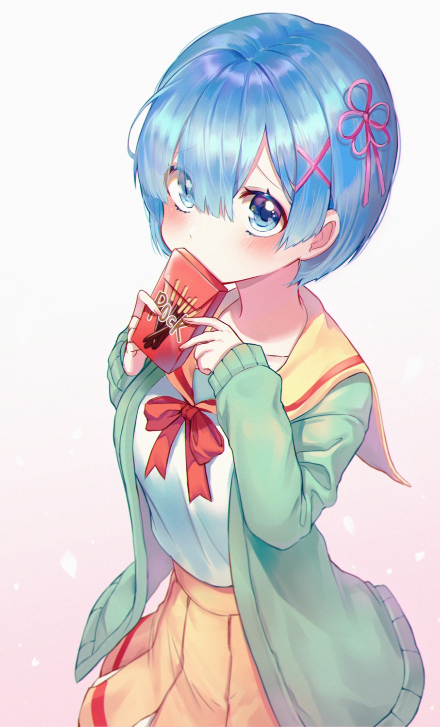 kkkk_kani, re:zero_kara_hajimeru_isekai_seikatsu, rem_(re_zero), seifuku, sweater