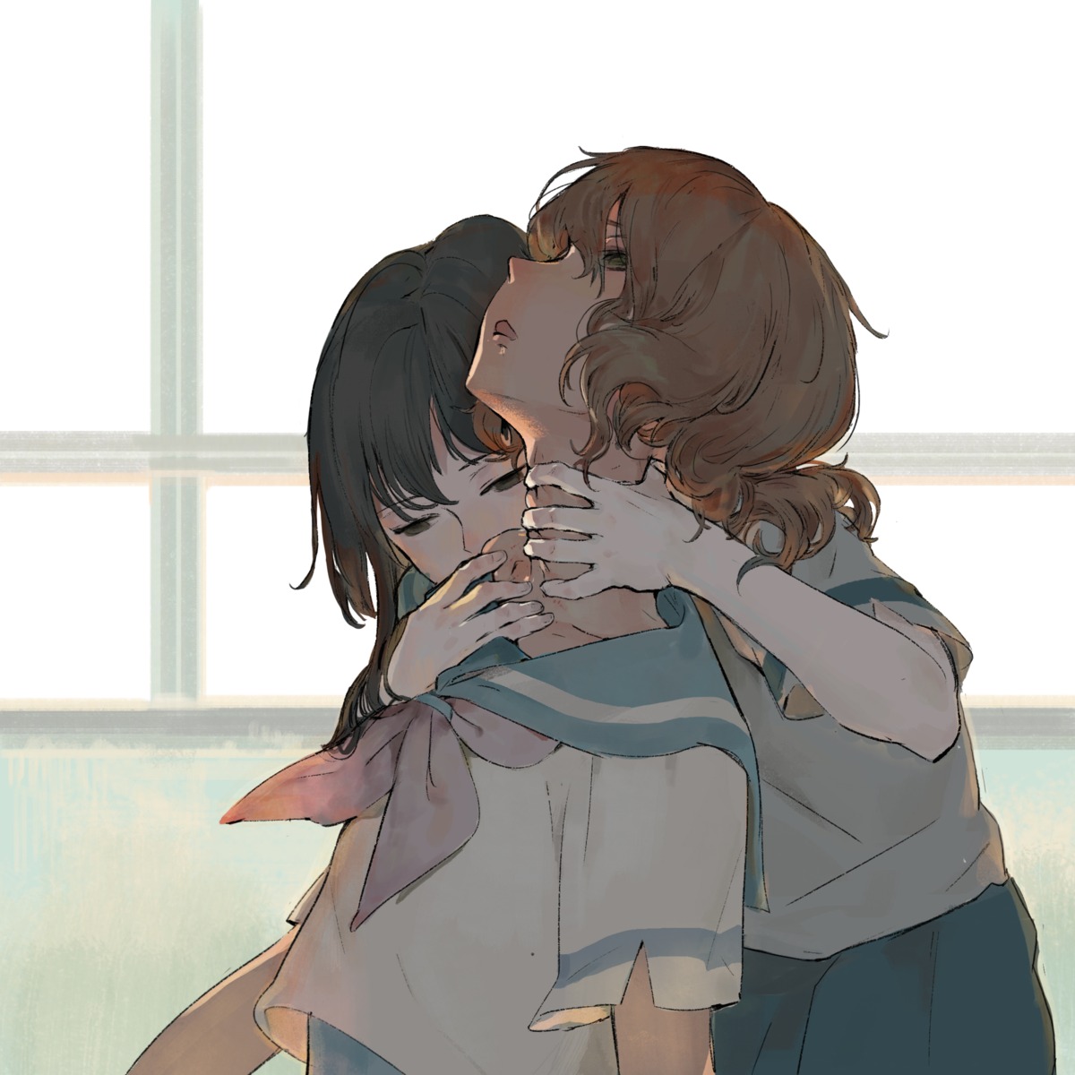antiquewhite, hibike!_euphonium, kousaka_reina, oumae_kumiko, seifuku, yuri