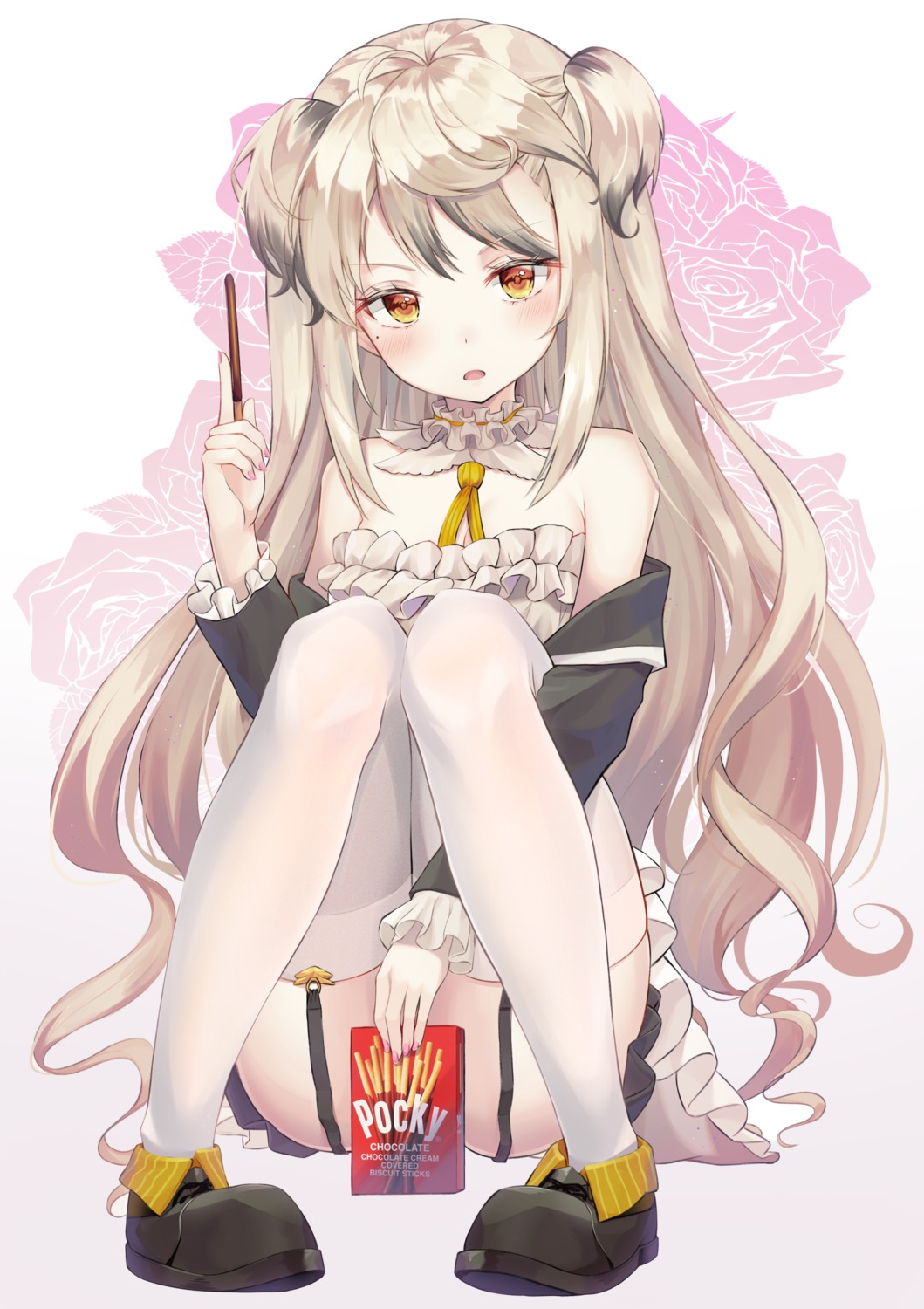 desert_eagle_(girls_frontline), girls_frontline, hyonee, skirt_lift, stockings, thighhighs