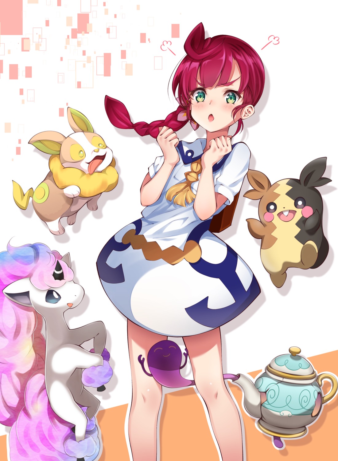 dress, galarian_ponyta, kazanock, koharu_(pokemon), morpeko, pokemon, pokemon_swsh, polteageist