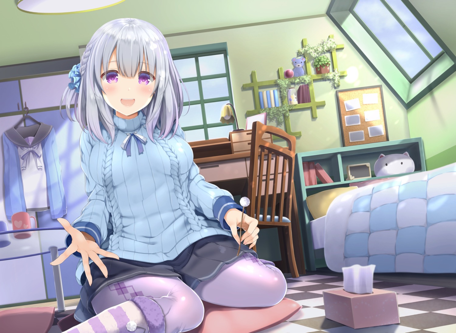 kinakomochi_(egoist), pantyhose, sweater