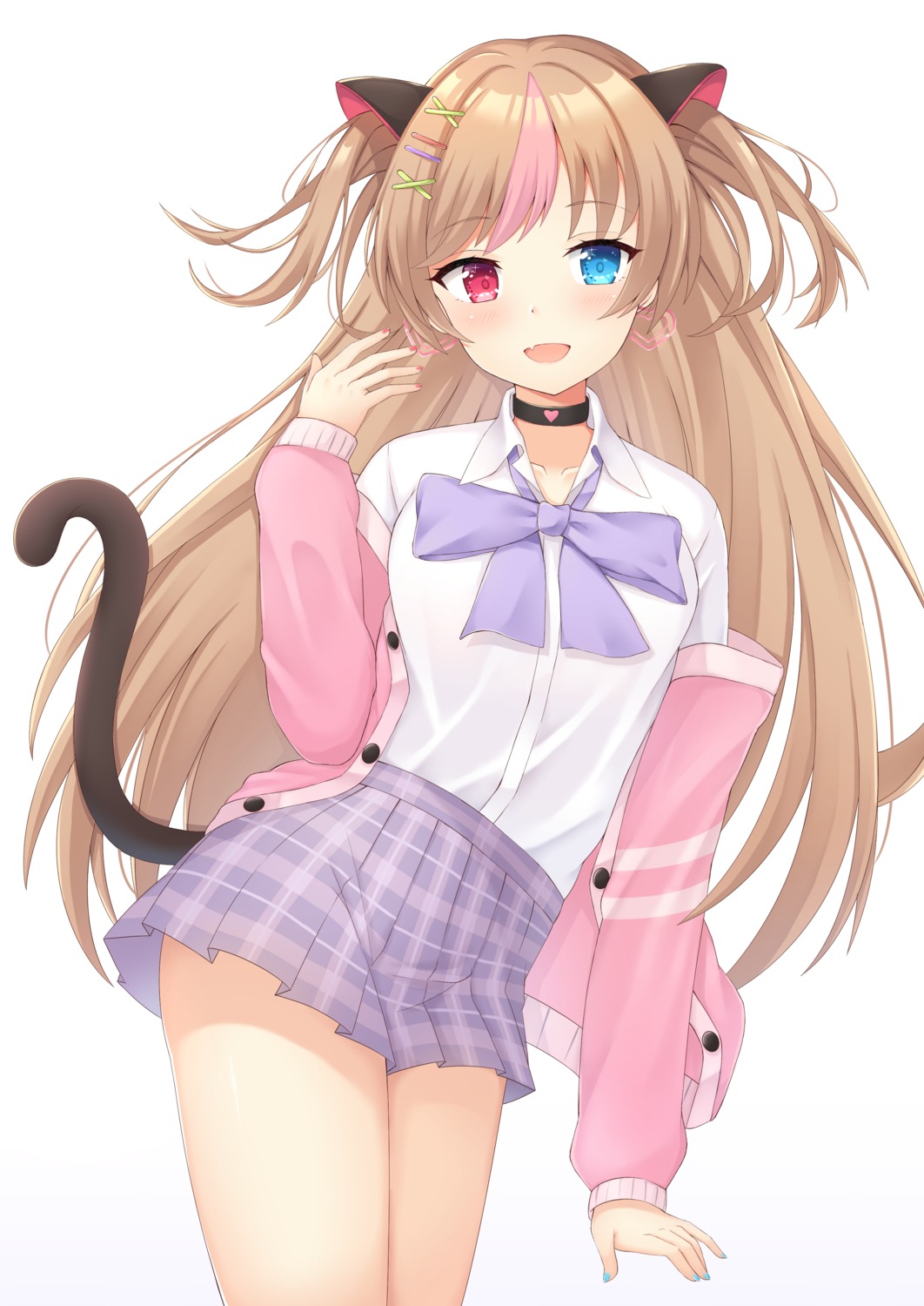 animal_ears, girls_frontline, heterochromia, mk_23_(girls_frontline), nekomimi, seifuku, seventeen_(st17215), sweater, tail