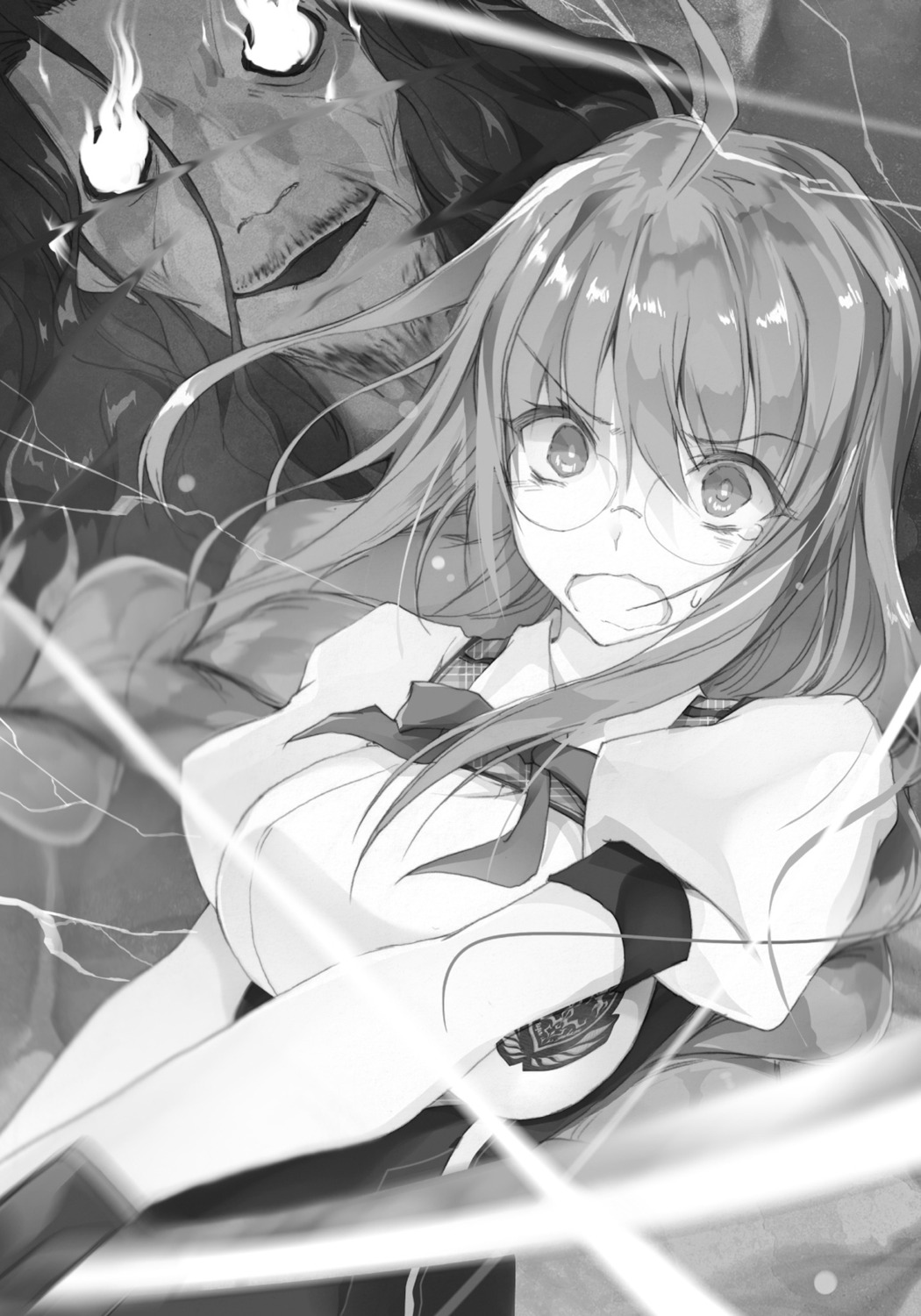 harima_tendou, monochrome, rakudai_kishi_no_cavalry, toudou_touka, won_(az_hybrid)