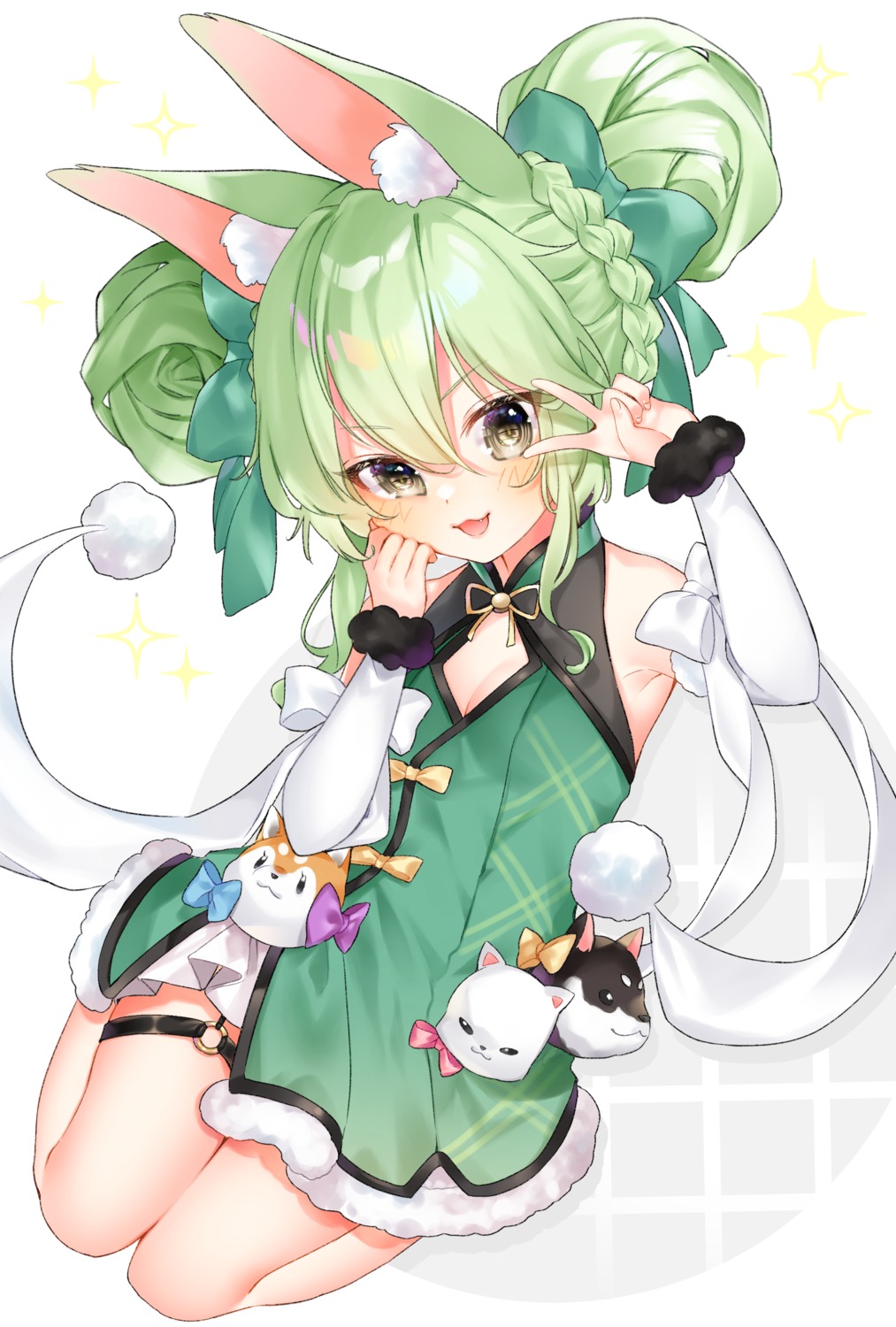 animal_ears, art556_(girls_frontline), cleavage, dress, etto_eat, garter, girls_frontline