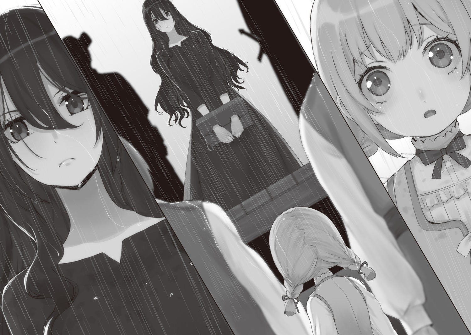 bondage, constance_grail, dress, eris_no_seihai, monochrome, scarlett_castiel, wet, yuunagi