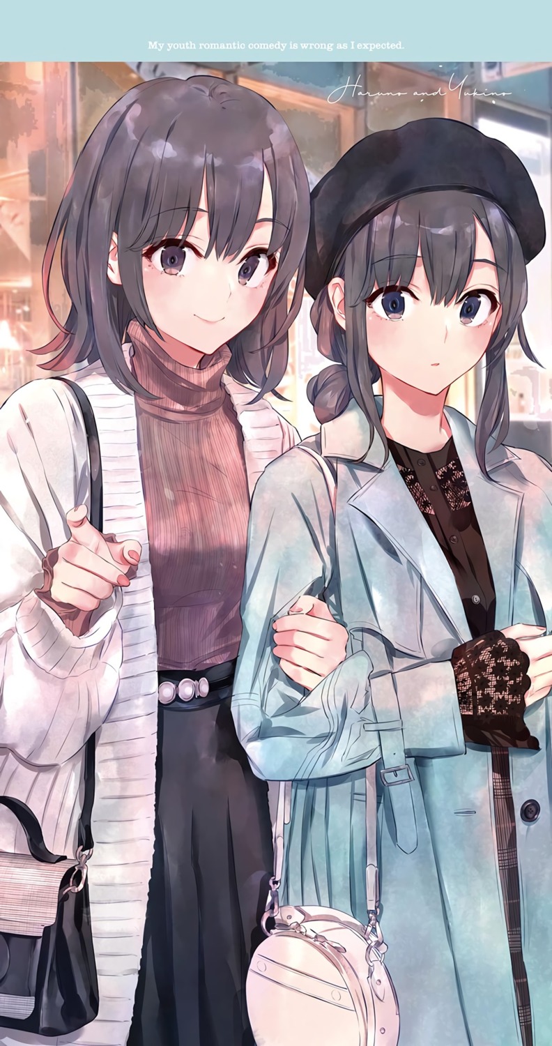 ponkan_8, sweater, yahari_ore_no_seishun_lovecome_wa_machigatteiru., yukinoshita_haruno, yukinoshita_yukino