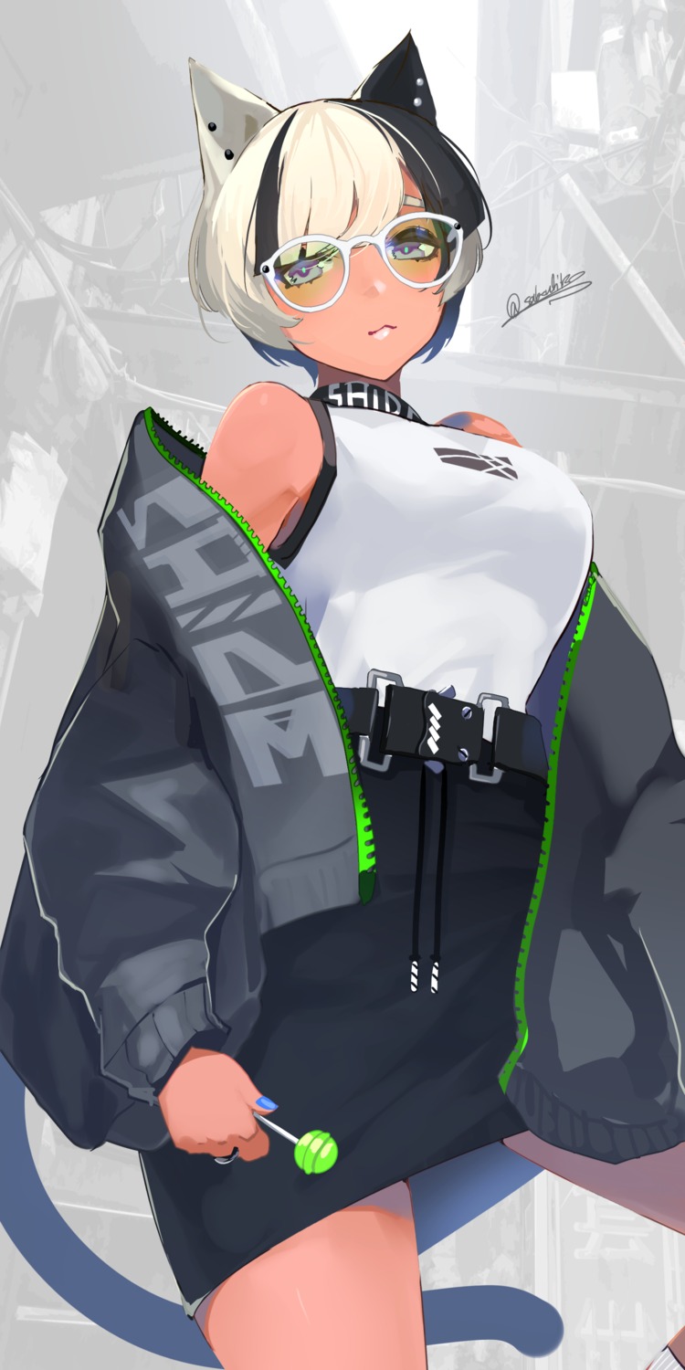 animal_ears, megane, nekomimi, sakuhiko, tail