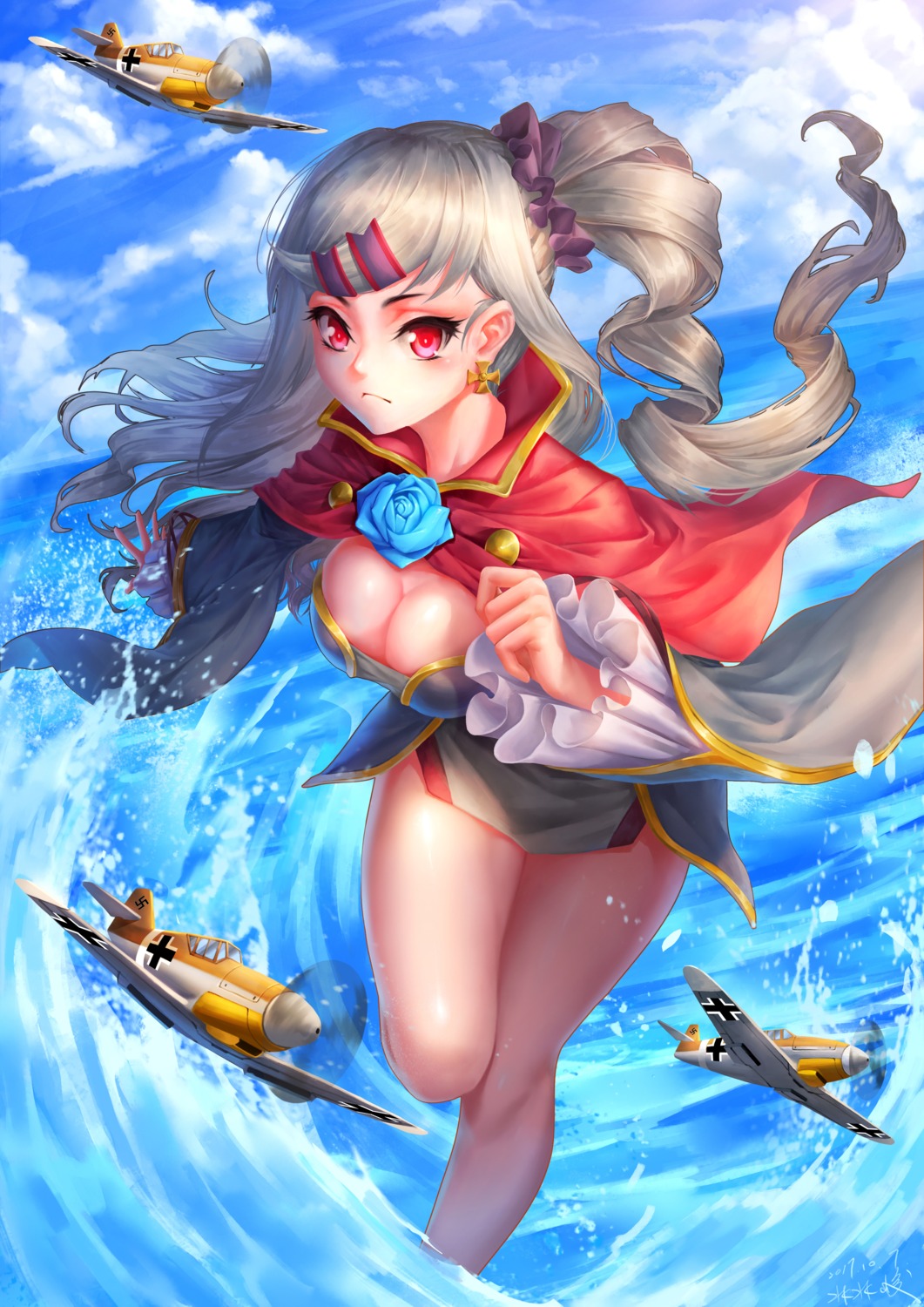 a789gg, cleavage, warship_hime, wet