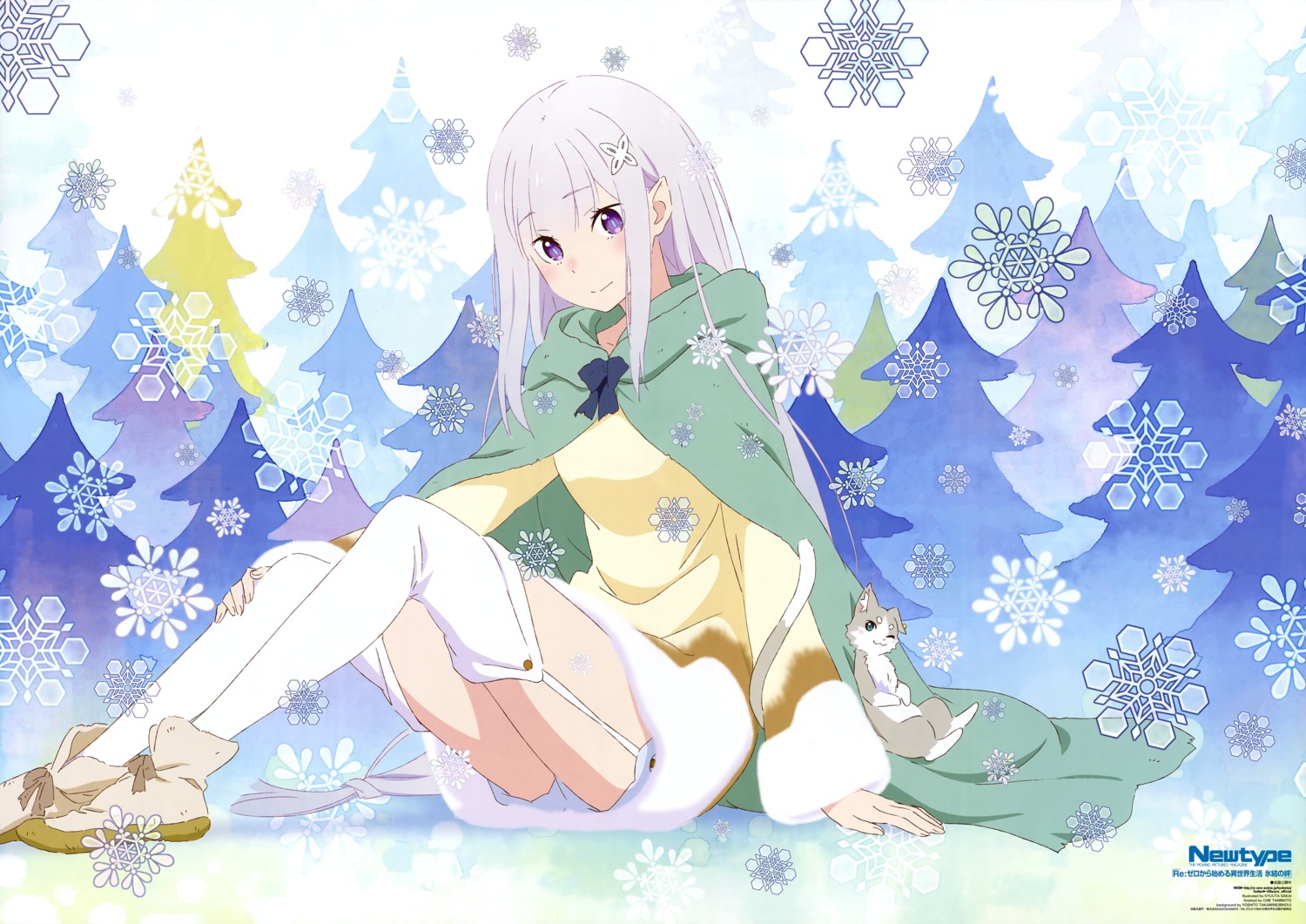 dress, elf, emilia_(re_zero), neko, pack_(re_zero), pointy_ears, re:zero_kara_hajimeru_isekai_seikatsu, sakai_kyuuta