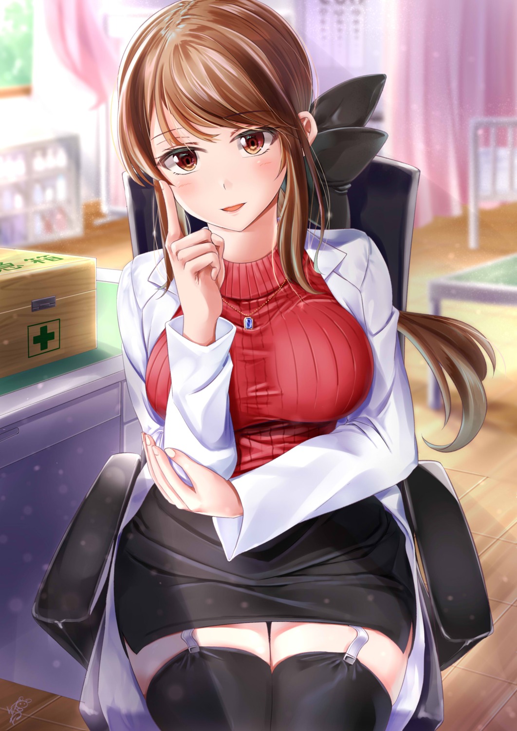 ayakase_hotaru, stockings, sweater, thighhighs