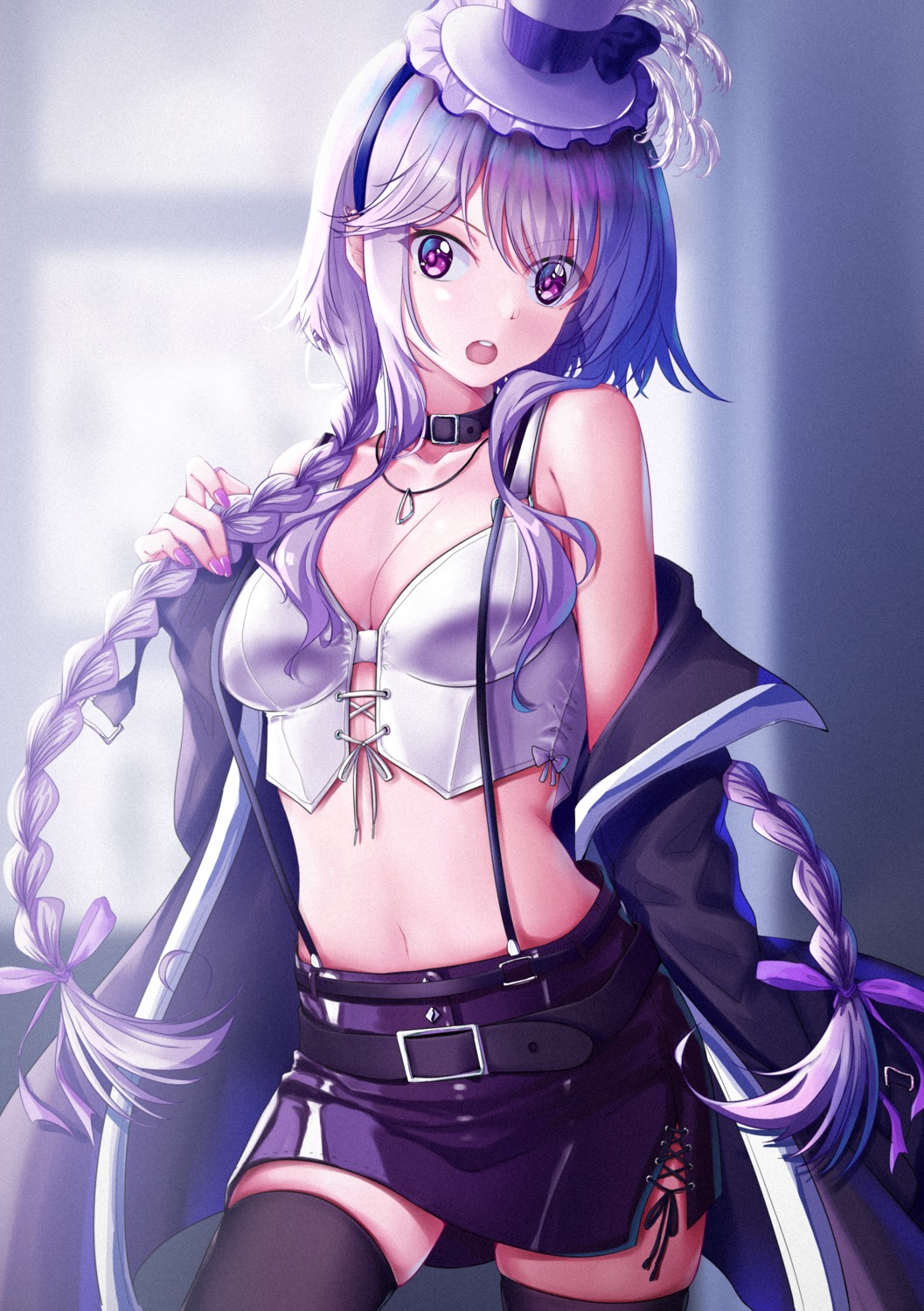 cleavage, mahou_shounen, thighhighs, undressing