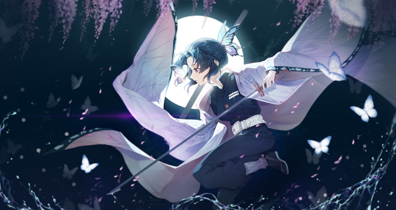 00suger001, japanese_clothes, kimetsu_no_yaiba, kochou_shinobu, sword, uniform