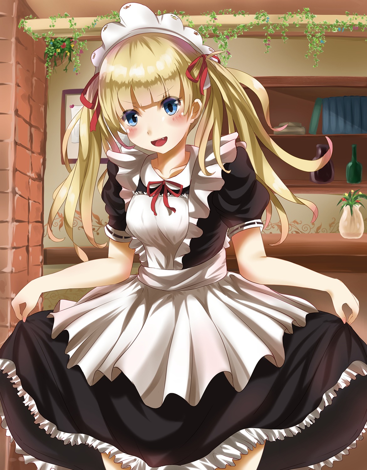 liukensama, maid, skirt_lift