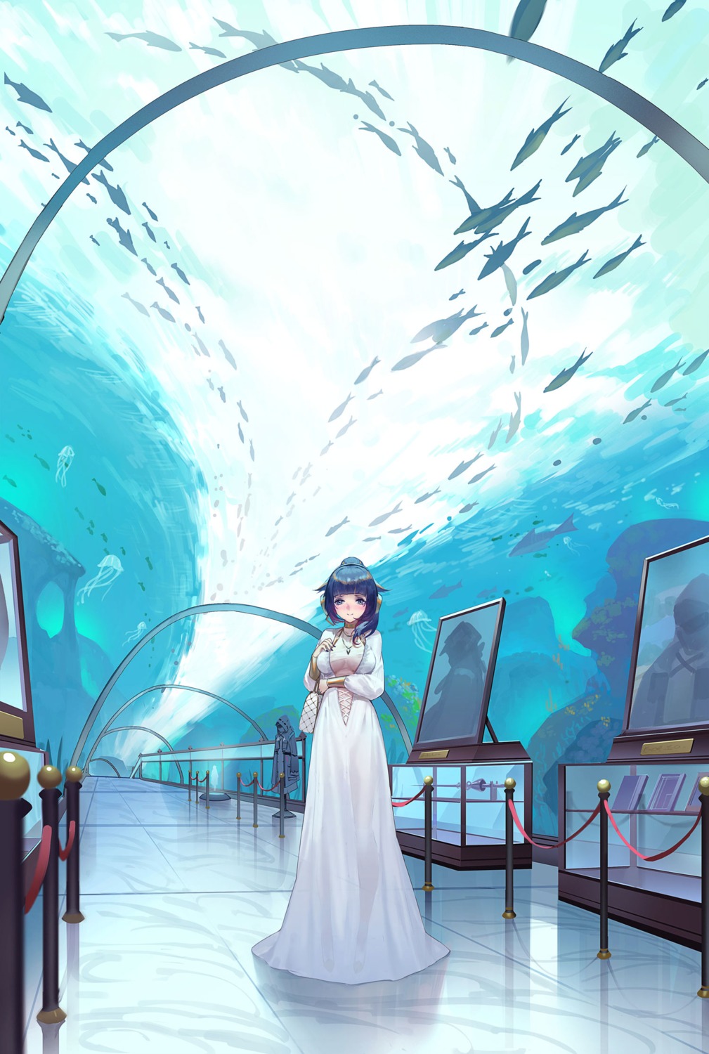 breast_hold, dress, landscape, melings_(aot2846), no_bra, see_through