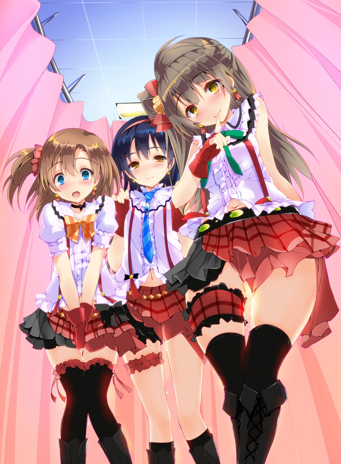 garter, kousaka_honoka, love_live!, love_live!_(series), minami_kotori, sonoda_umi, thighhighs, yagami_shuuichi