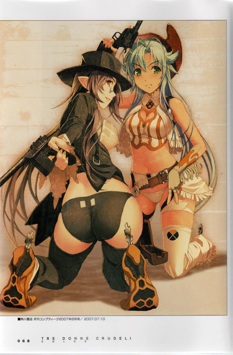 ass, bleed_through, cleavage, elf, franco_il_nero, gun, lily_salvatana, nitroplus