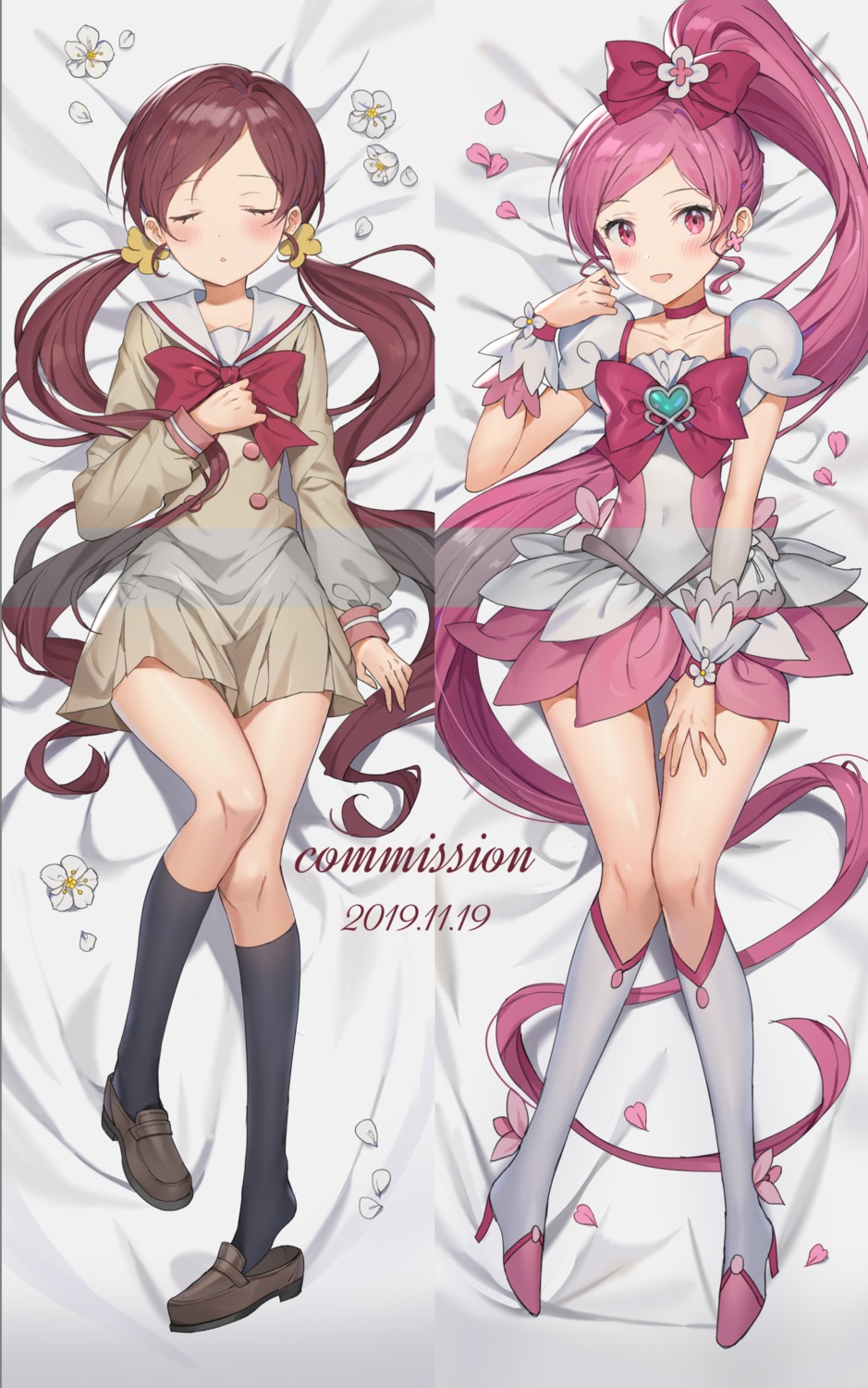 dakimakura, dress, gompang, hanasaki_tsubomi, heartcatch_precure!, heels, precure, seifuku