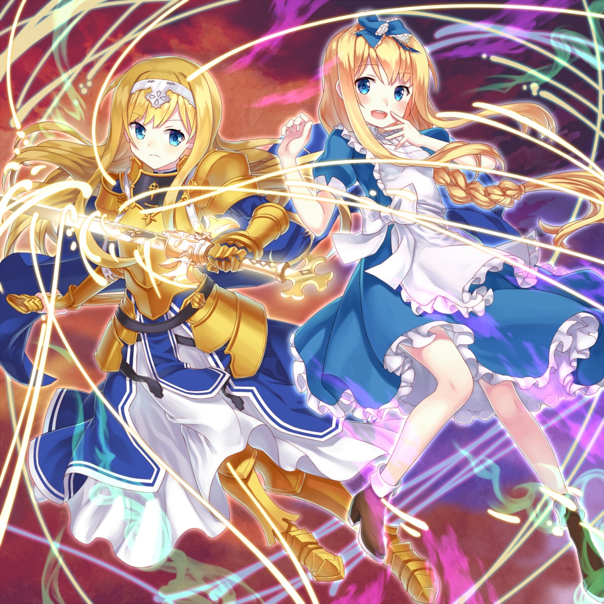 alice_zuberg, armor, buntan, dress, heels, sword, sword_art_online_alicization