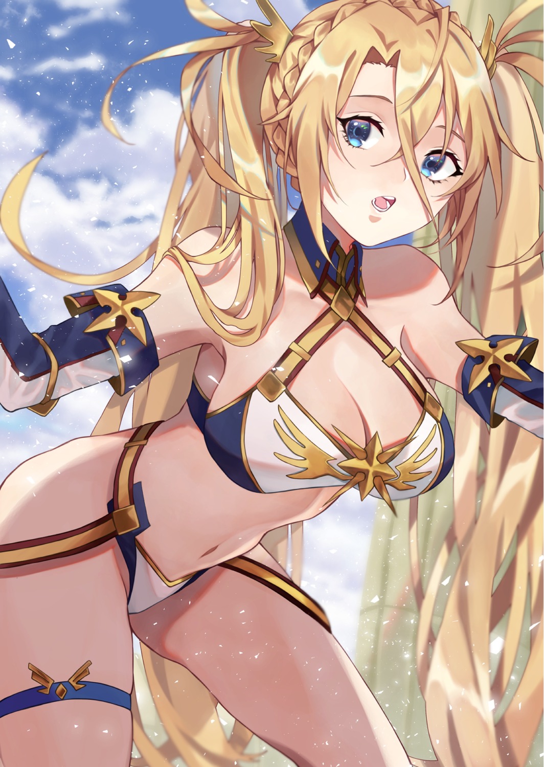 bikini_armor, bradamante_(fate), cleavage, fate/grand_order, garter, karen_ngao