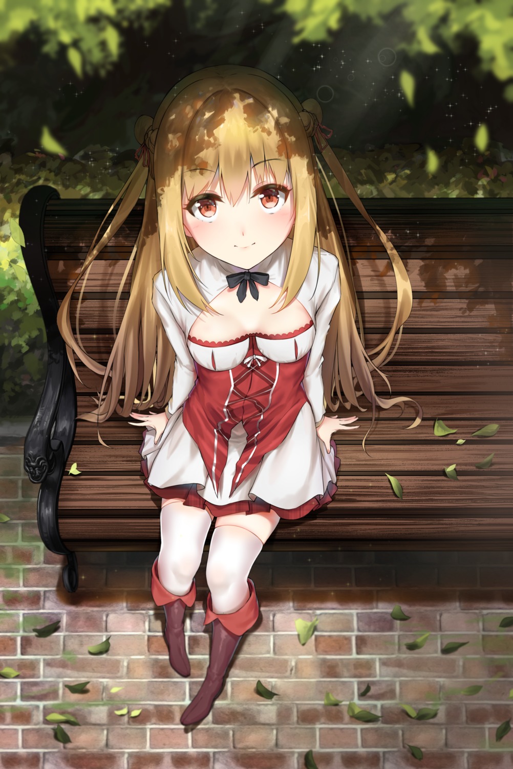 assassins_pride, cleavage, kitk_qun, melida_angel, seifuku, thighhighs