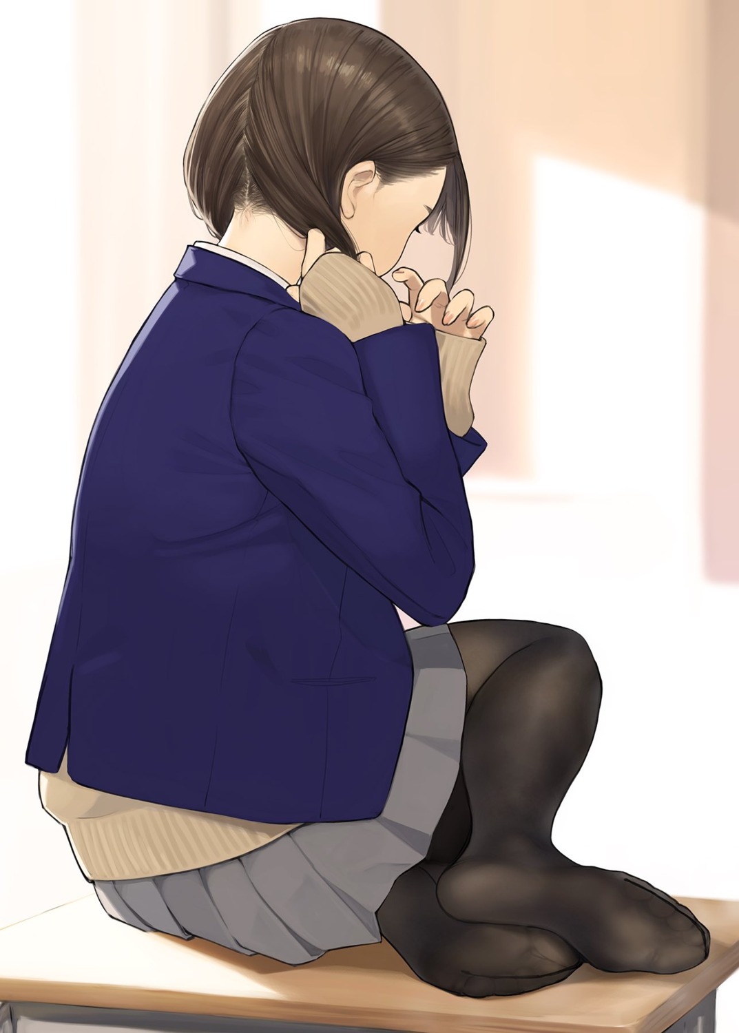 feet, miru_tights, moegi_homi, pantyhose, seifuku, sweater, yom