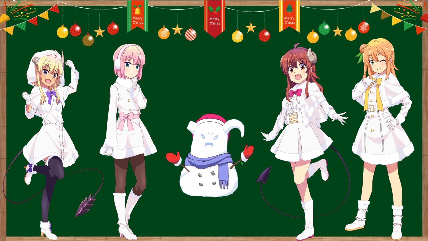 chiyoda_momo, christmas, heels, hinatsuki_mikan, horns, lilith_(machikado_mazoku), machikado_mazoku, pantyhose