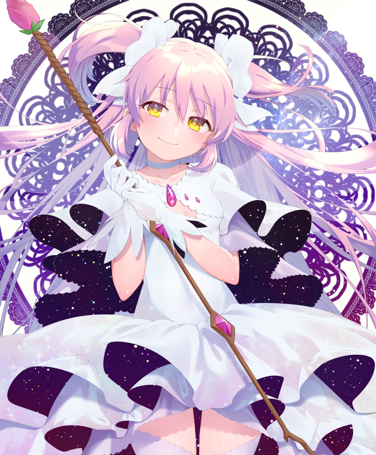 dress, kaname_madoka, mahou_shoujo_madoka_magica, thighhighs, ultimate_madoka, weapon, yupiteru