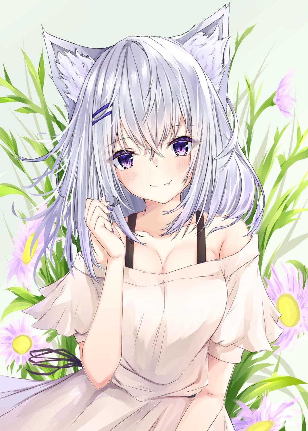 animal_ears, cleavage, dress, megumi_kei