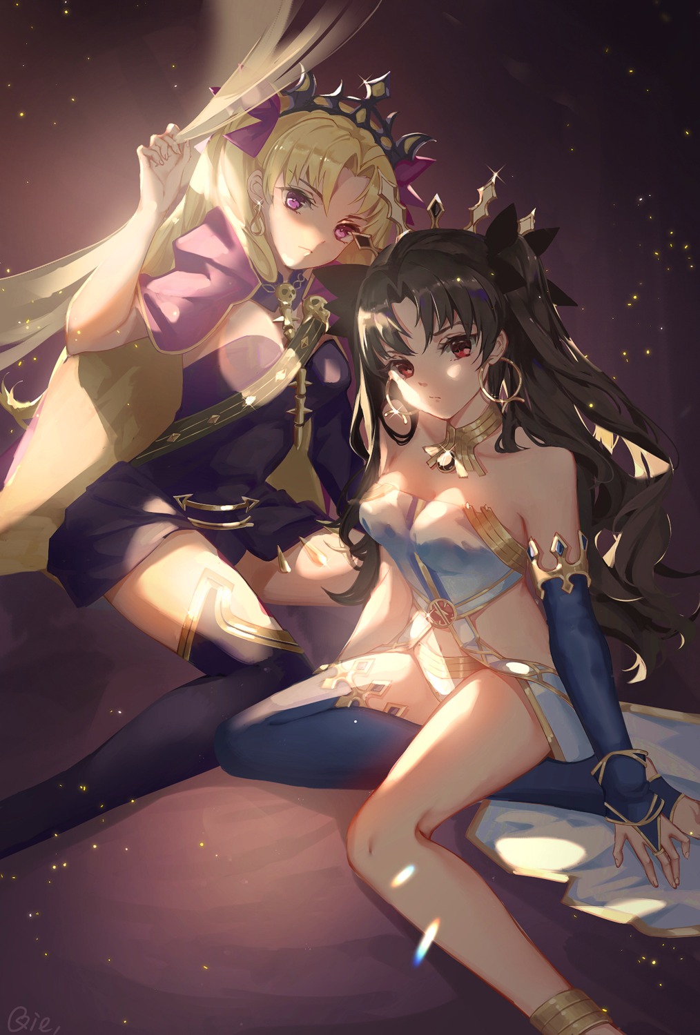 bikini_armor, cleavage, ereshkigal_(fate), fate/grand_order, ishtar_(fate), qie_(25832912), thighhighs