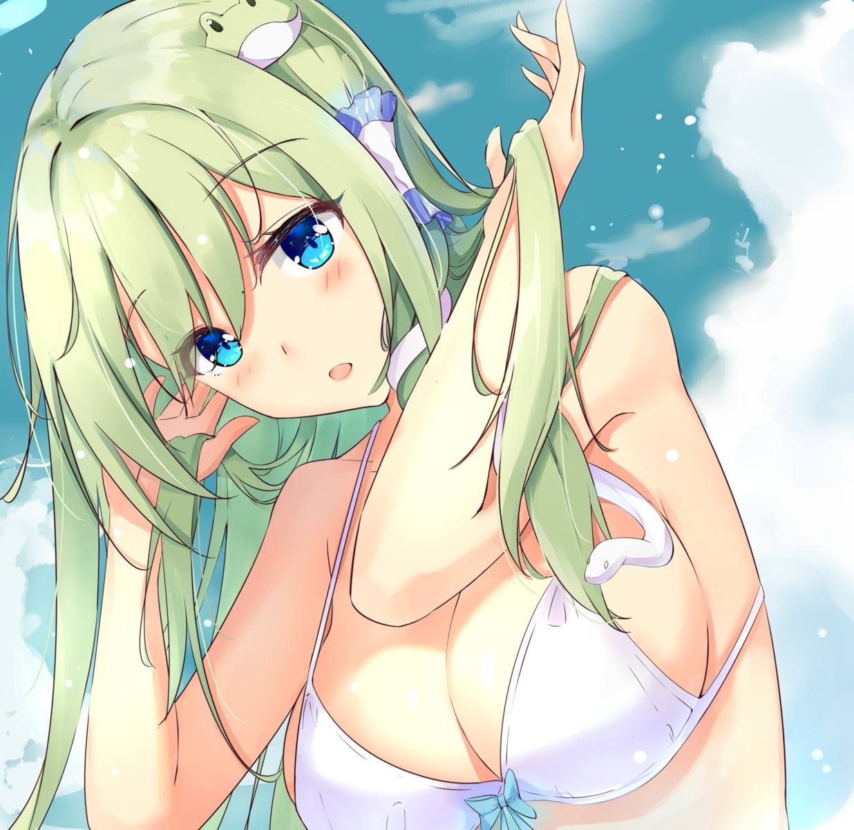 bikini_top, cleavage, diving_penguin, kochiya_sanae, swimsuits, touhou