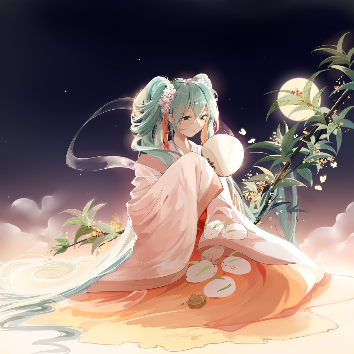 asian_clothes, chuushuu_meigetsu_miku, hatsune_miku, stuko, vocaloid