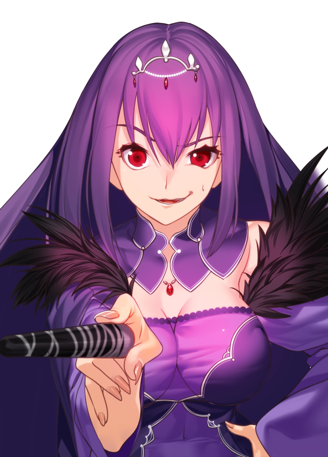 akisa_(12023648), cleavage, dress, fate/grand_order, scathach_skadi, weapon