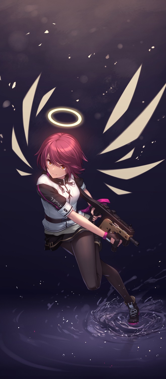 arknights, athrun1120, exusiai_(arknights), gun, pantyhose, wings